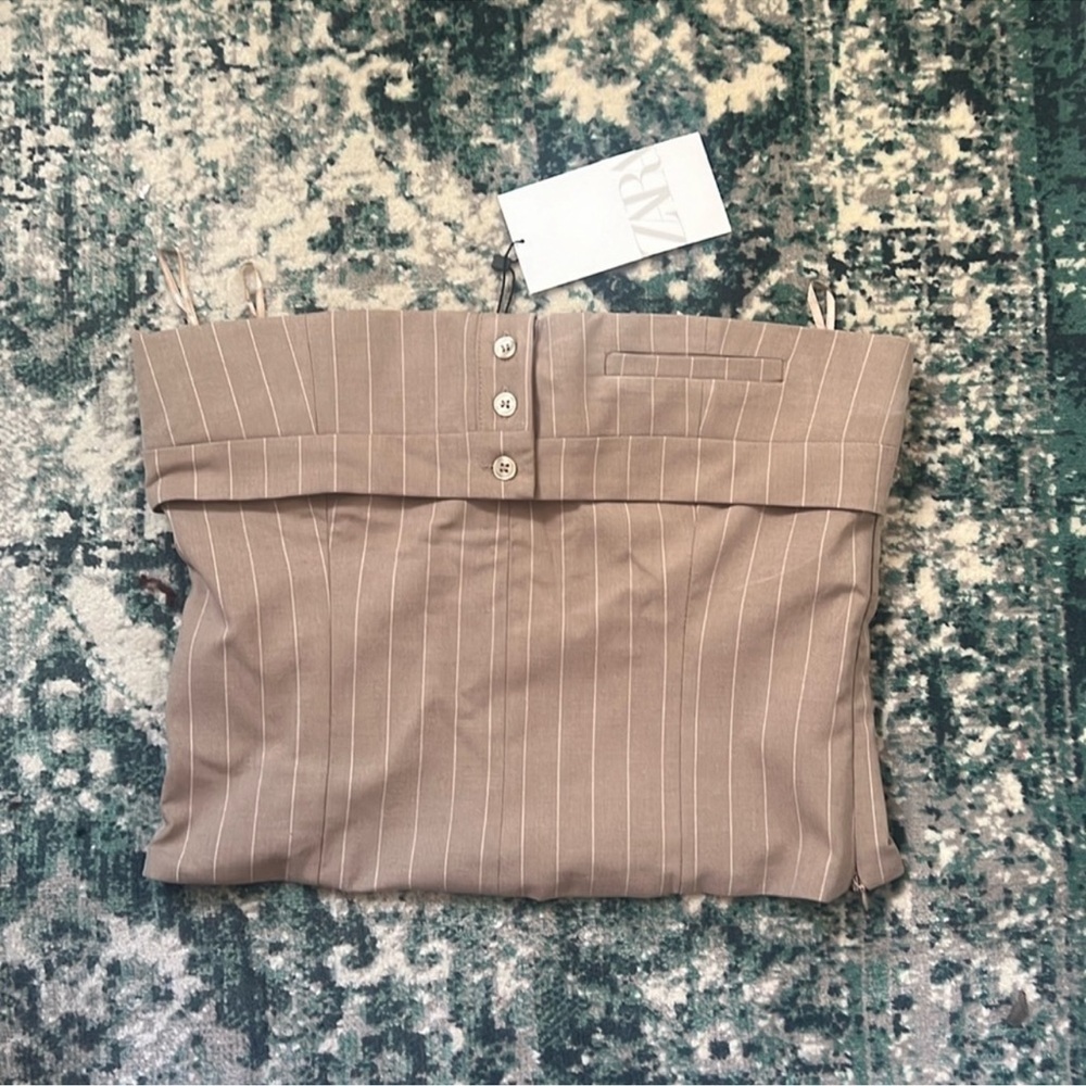 Zara NWT Pinstriped Cropped Tube Top